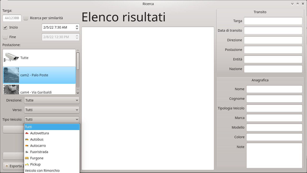 Interfaccia di ricerca